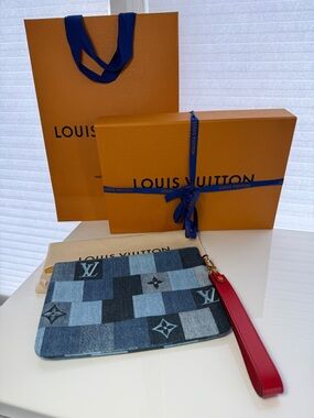 Louis Vuitton Denim Monogram Large Patchwork City Pouch